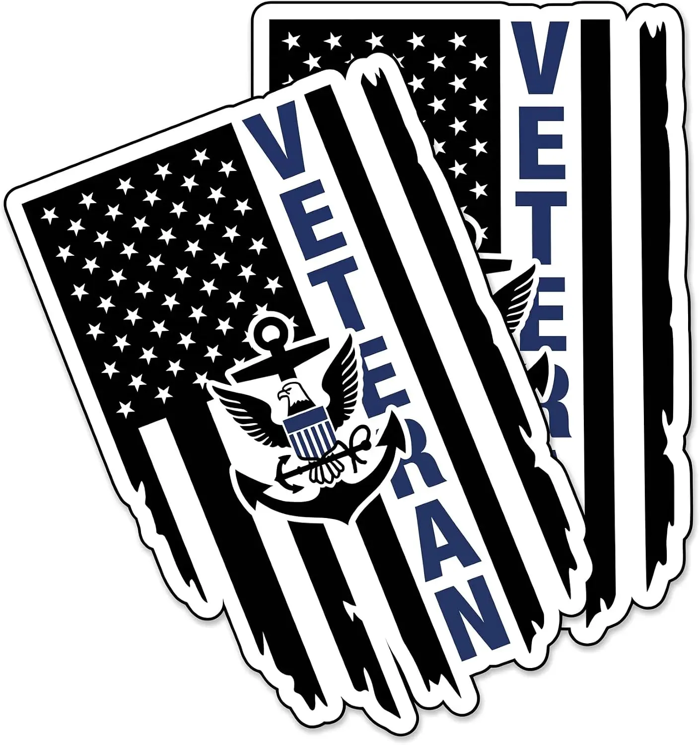 2 Pack Navy Veteran American Flag Anchor PVC Sticker For Car Window And Travel Journal Heritage Theme Decoration Decal