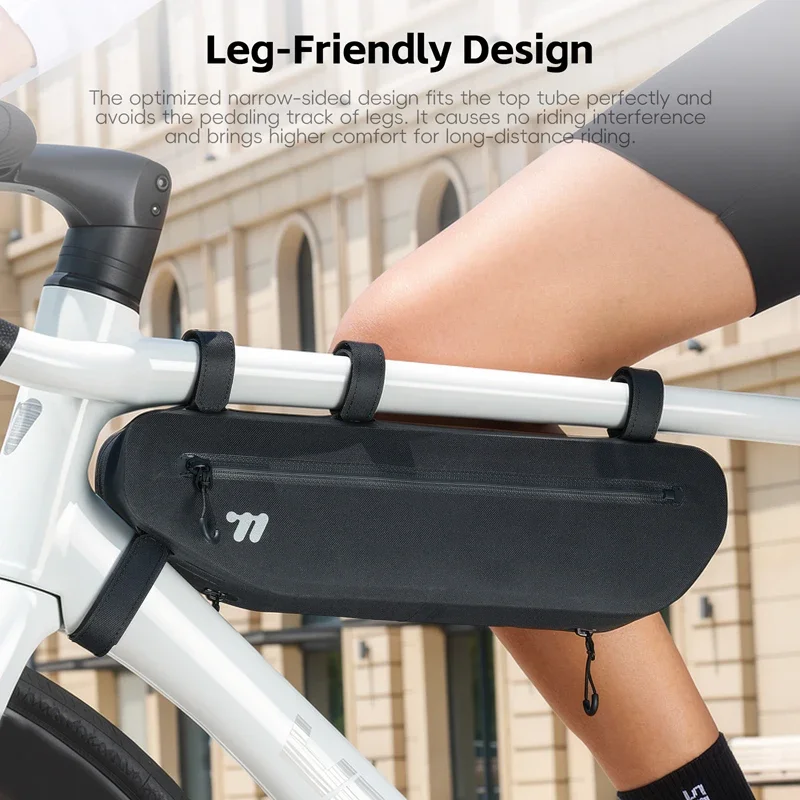 WEST BIKING Bike Top Tube Bag Waterproof  3L Large Capacity Streamlined Built‑in Shaping Keel Adjustable Strap Storage Pouch