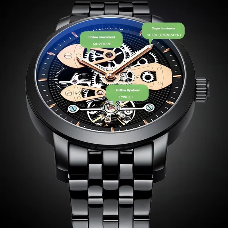 2026 Festival Ai LANG Brand Tourbillon Mechanical Watch Leather Strap Waterproof Hollow Automatic Watches Mens Relojes Hombre