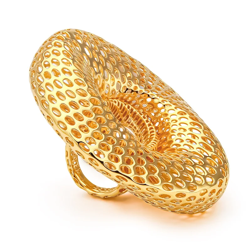 IVOG Hyperbole Straw Hat Rings Pure Yellow Gold Color Rings For Women Fashion Jewelry Friends Gift Wholesale Official-Website