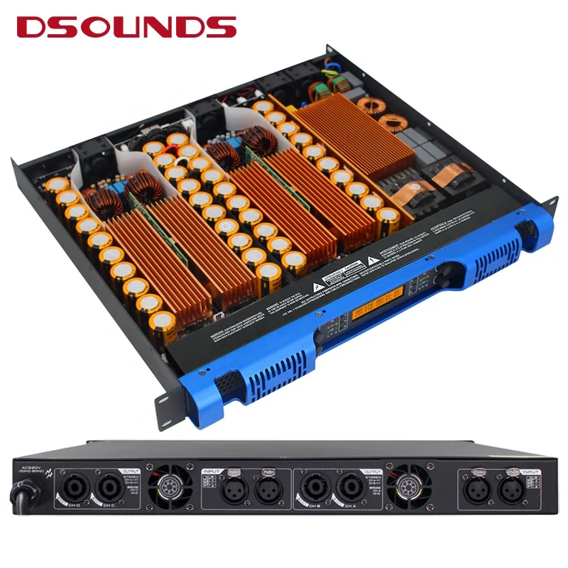 Professional High Power Audio Amplifier Stereo power amplifier 1U size 1800Wx4 digital class D power amplifier for dance hall