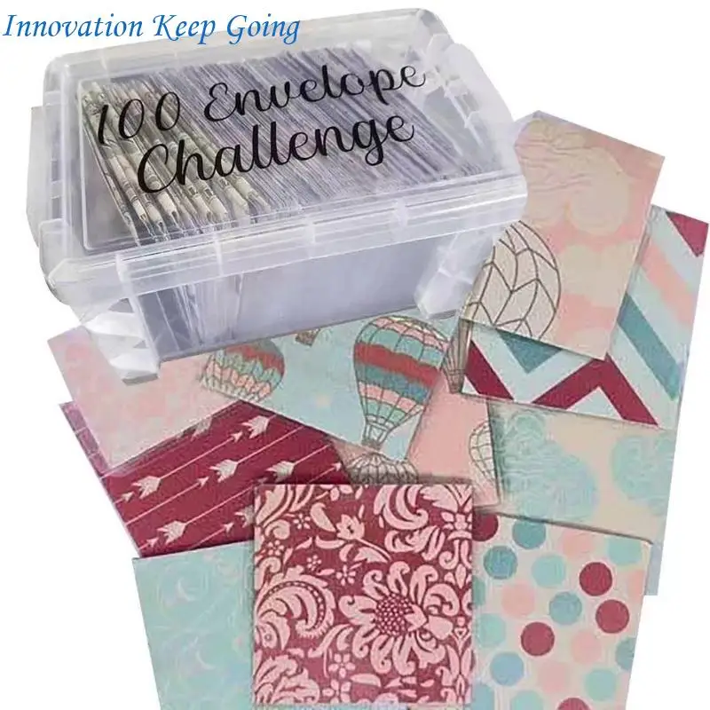 E65C 100 Money Envelopes Including 100 Number Stickers and Box, Multifunctional Budget Envelope System Kits
