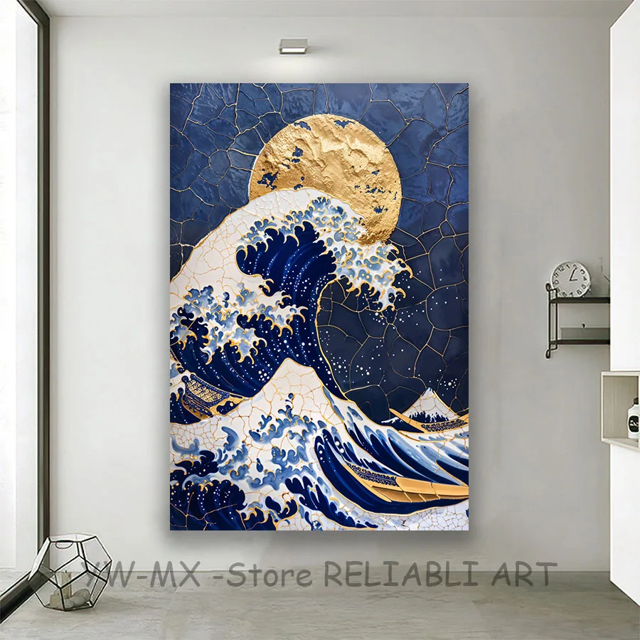 Blue and White Porcelain Style Chinese Ink Landscap Posters and Prints, Canvas Painting, Wall Art for Living Room, Home Decor