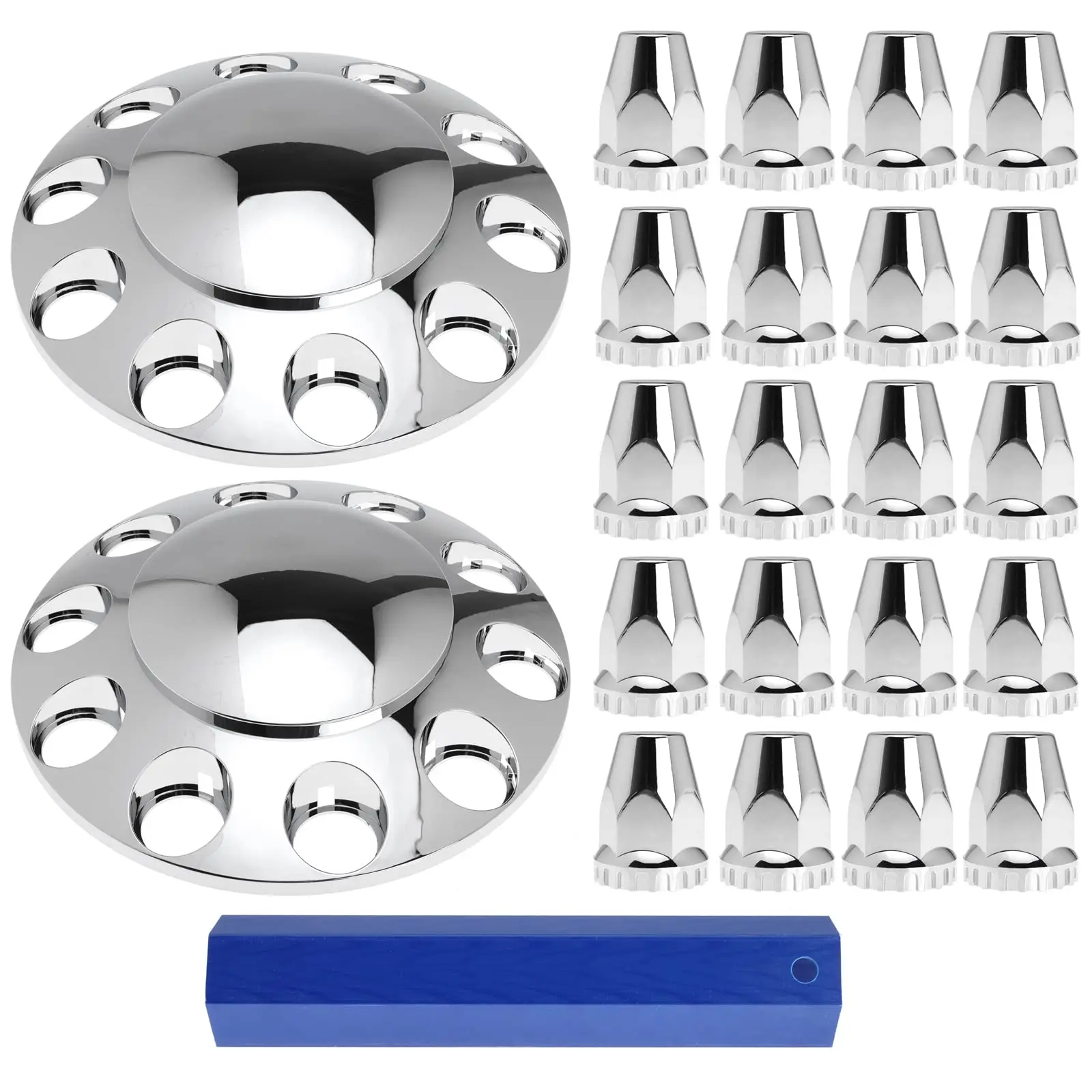Chrome Front Axle Wheel Cover Hubcap Hub Cap for Semi for Truck 33mm Lug Nuts Standard