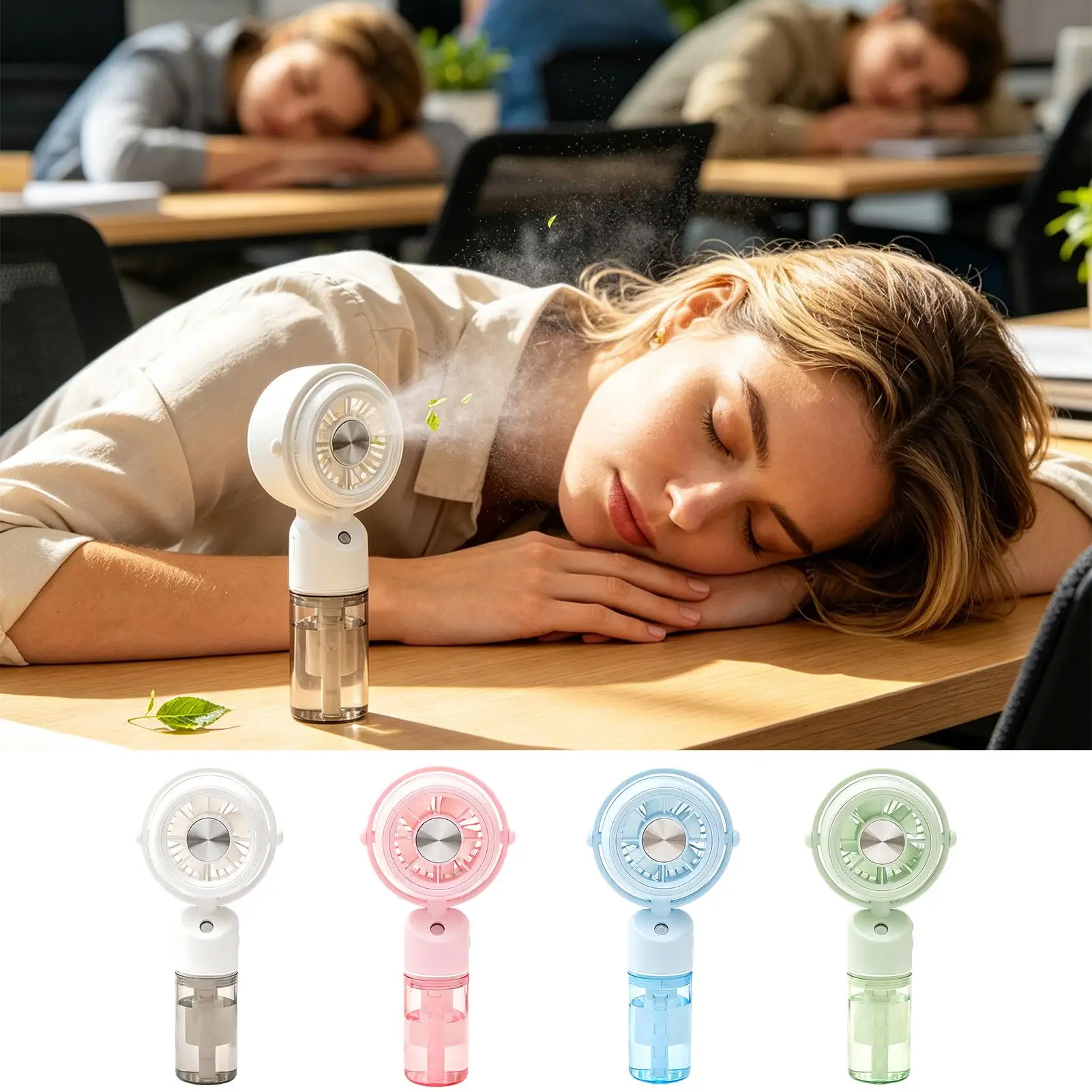 Misting Fan 3-Speed Cooling Small Blower Summer Hand Fan With Mist Spray For Indoor Outdoor Office Home Gym Walking Camping
