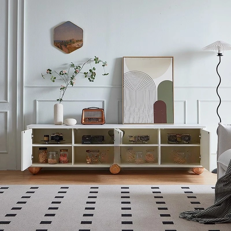 French floor-to-ceiling TV cabinet, modern living room small apartment household medieval solid wood rock slab locker