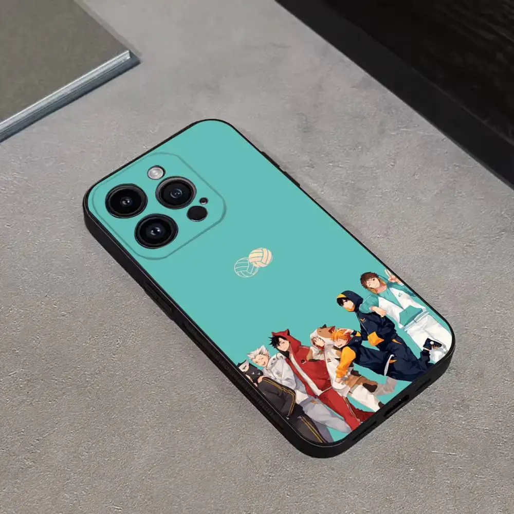 حافظة هاتف Amine H-Haikyuu لهاتف iPhone 17,16,15,14,13,12,11 Plus,Pro Max,XS,X,XR,SE,Mini,8,7,غطاء أسود من السيليكون الناعم