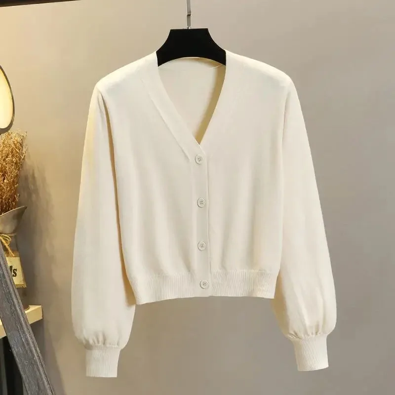 Xpqbb Sweater Cardigan Female Spring Autumn 2024 Long Sleeve V-neck Jersey Blouses Women Casual Buttons Up Knitted Sweaters Coat
