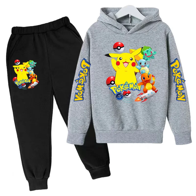 Neues Kinder-Sportoutfit-Set - Kapuzenjacke + lange Hose mit Cartoon-Mustern, lässige, lockere Passform, geeignet für Jungen und Mädchen im Alter von 3 bis 13 Jahren. – Detail 16