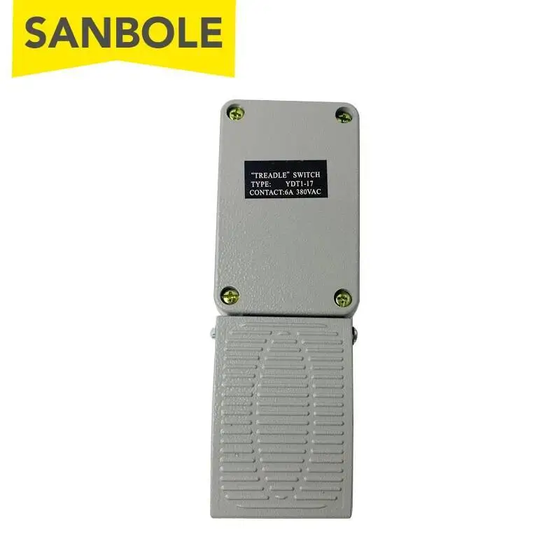 مصباح كهربي سفلي YDT1-17 دواسة نوع 6A 380VAC غلاف من الألومنيوم الفضة نقطة الاتصال الكهربائية دفع زر أداة الصناعية