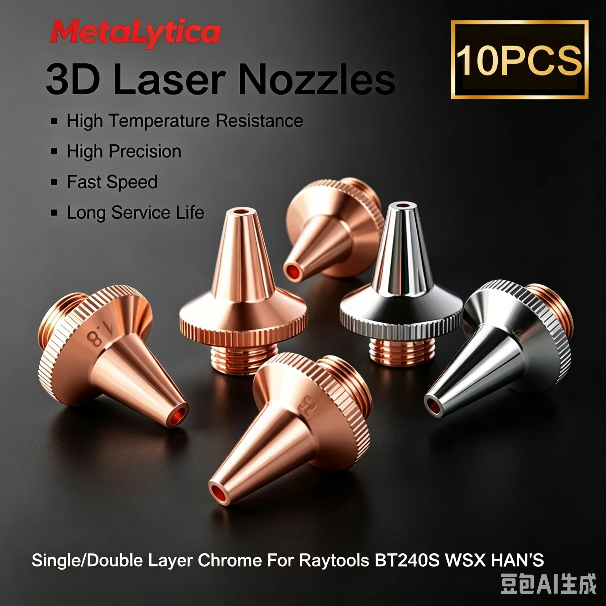 

3D Laser Nozzles M8/M6 1.5 1.8 2.0 2.5 3.0 Single/Double Layer Chrome For Raytools BT240S WSX HAN'S