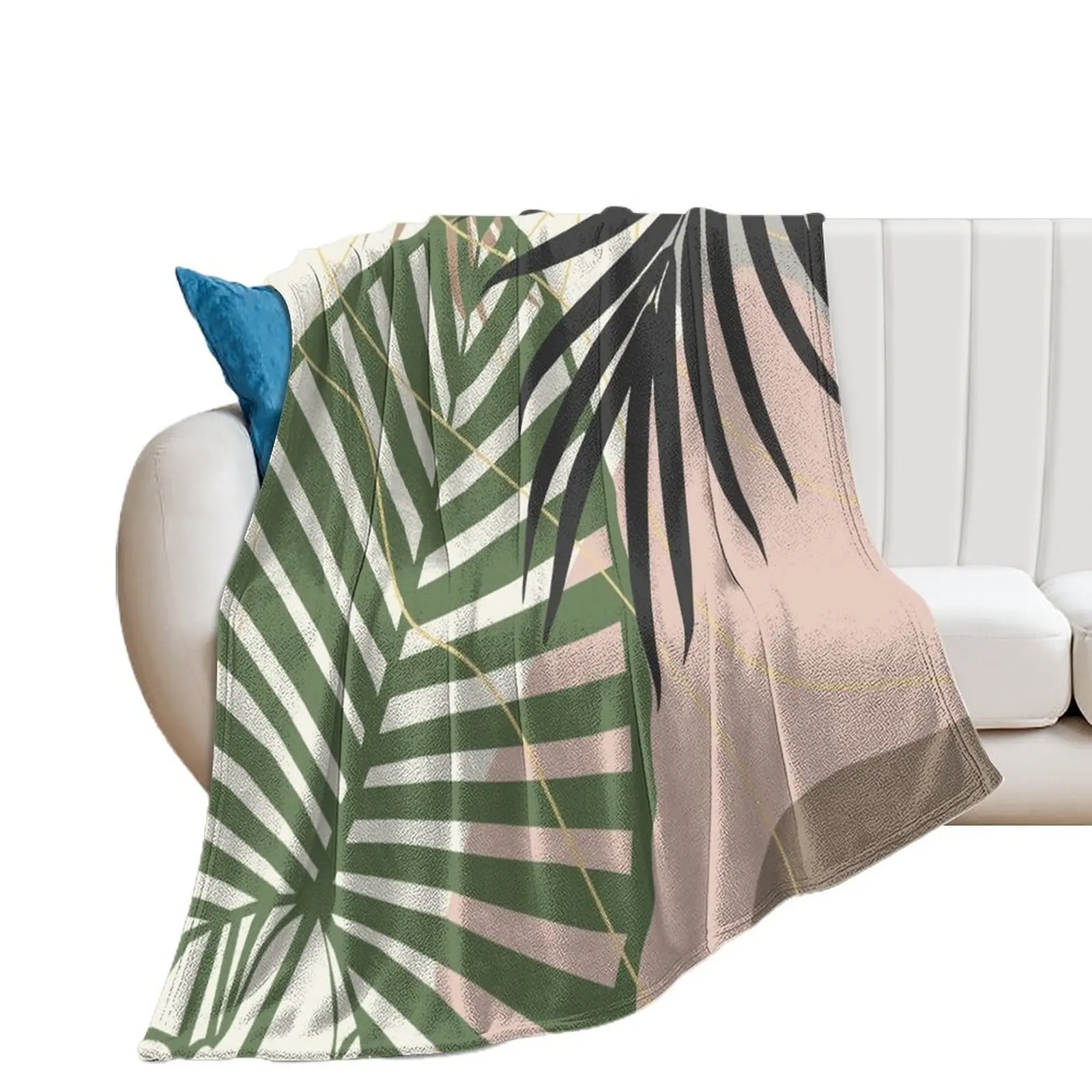 Minimal Tropical Palm Leaf Finesse #3 #tropical #decor #art Throw Blanket funny gift Luxury Blankets