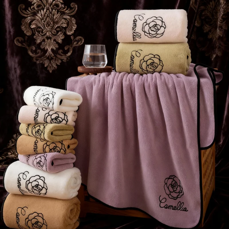 1/2/3 Pack of Camellia Towels in Random Colors, the Best Gift for Christmas, Halloween, Thanksgiving, New Year, and Birthday Gifts. Camellia Coral Fleece Bath Towel, Extra Large, Thick, Soft, Absorbent, Suitable for Hotels, Guesthouses, and Home Use