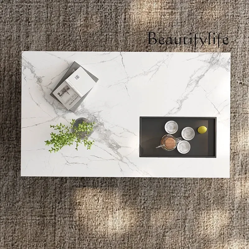 

Tu Stone Slab Coffee Table, 2025 New Model for Living Room Home Use, Light Luxury and Sophisticated Feel, Minimalist Rectangular