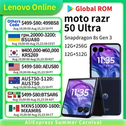 Lenovo-teléfono móvil inteligente Moto Razr 50 Ultra 5G, smartphone plegable con pantalla de 6,9 pulgadas, Snapdragon 8s, Gen3, Android, carga inalámbrica