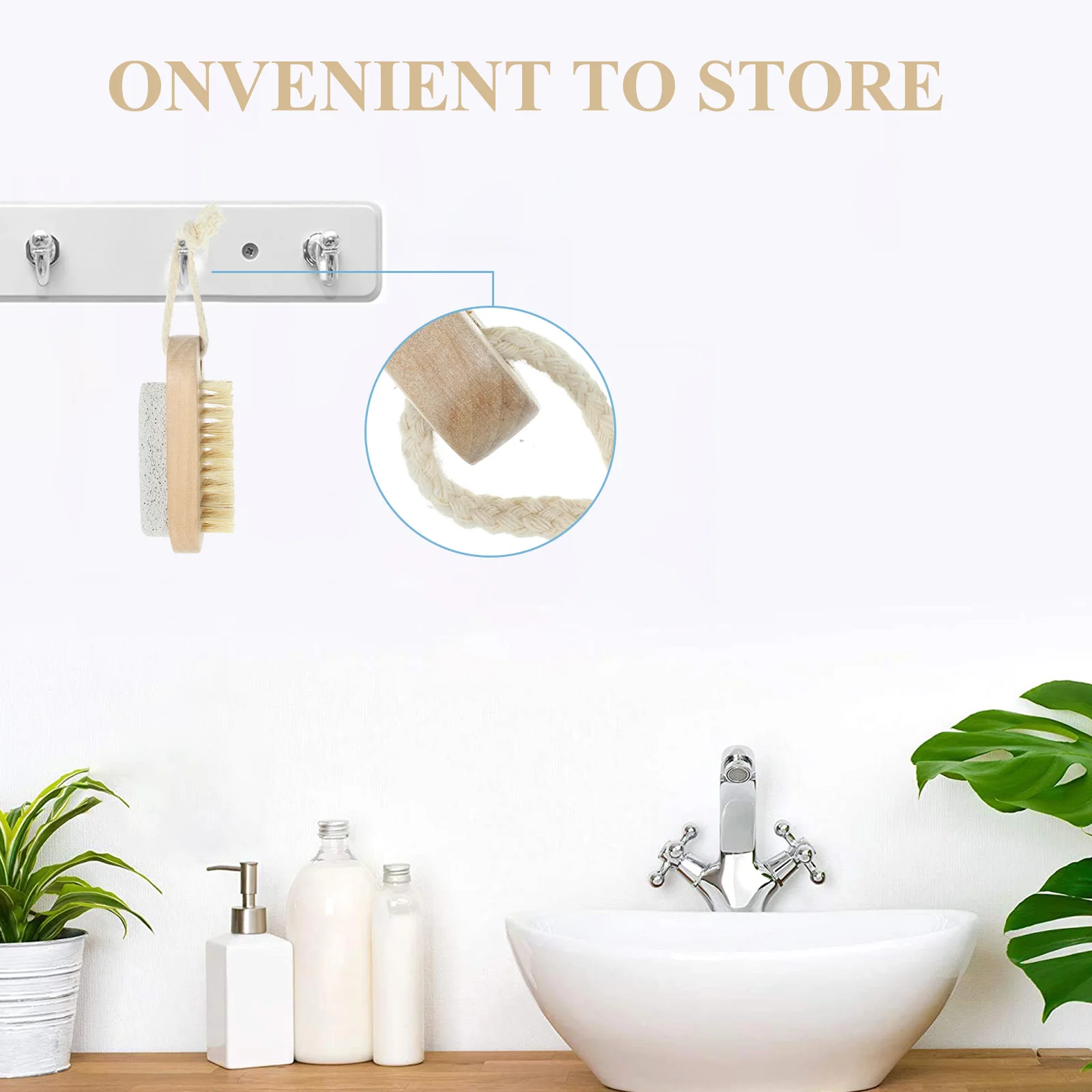 

2Pcs Shower Body Brush Exfoliating Pumice Stone Foot Scrubber Ergonomic Wooden Design Long Term Use Foot Brush