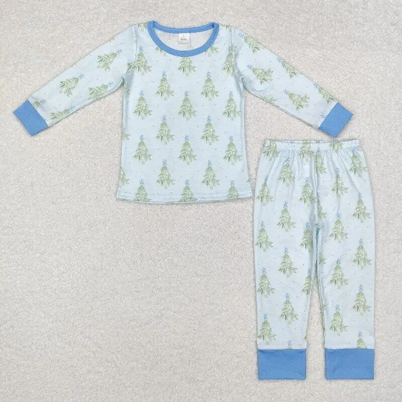 

Christmas tree Boys Christmas Bamboo Pajamas Clothes Set Wholesale RTS Toddler Boutique Kids Holiday Sleeper Clothing Sets