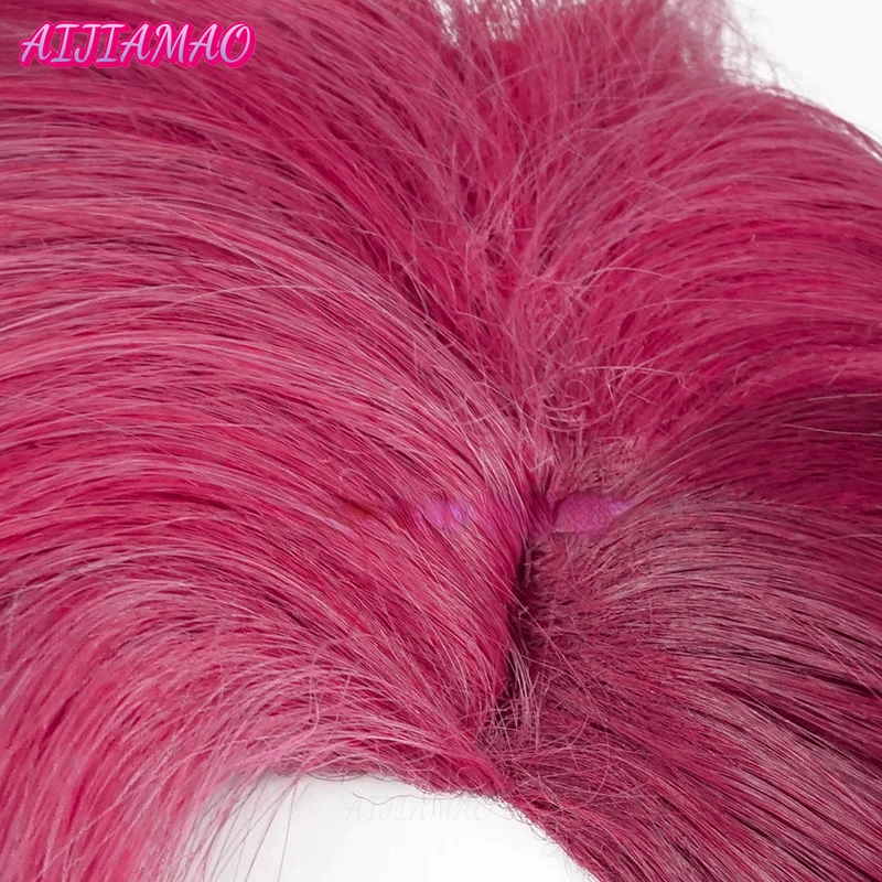 Jogo lol arcane vi peruca cosplay vi 30cm profunda rosa curto resistente ao calor do cabelo sintético anime role play perucas + peruca boné