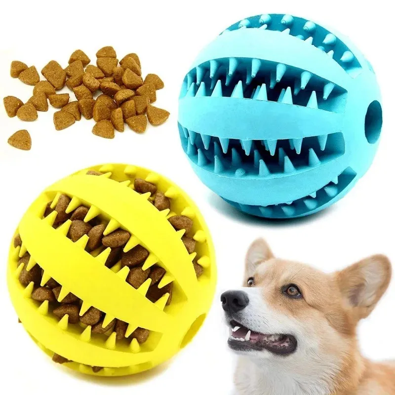 

Natural RubberDog Chew Toy -Extra-Tough Treat Ball,Tooth Cleaning Interactive Elastic Ball for Aggressive Chewers,Pet Puppy Toys