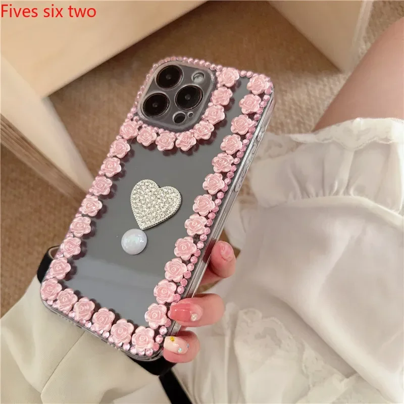 موضة حجر الراين زهرة الكاميليا الحالات الهاتف لجوجل بكسل 9 برو XL 8 7 6 9A 8A 7A 6A Pixel8A بريق غطاء الماس الفاخر
