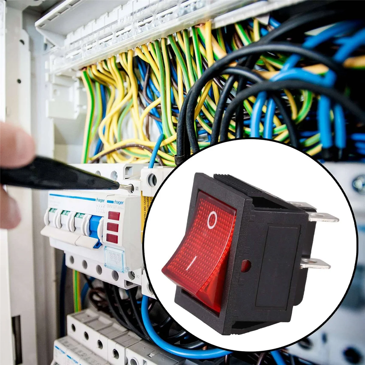 ABIT Red Light Illuminated 4 Pin DPST ON/OFF Snap in Rocker Switch 16A 20A 250V AC