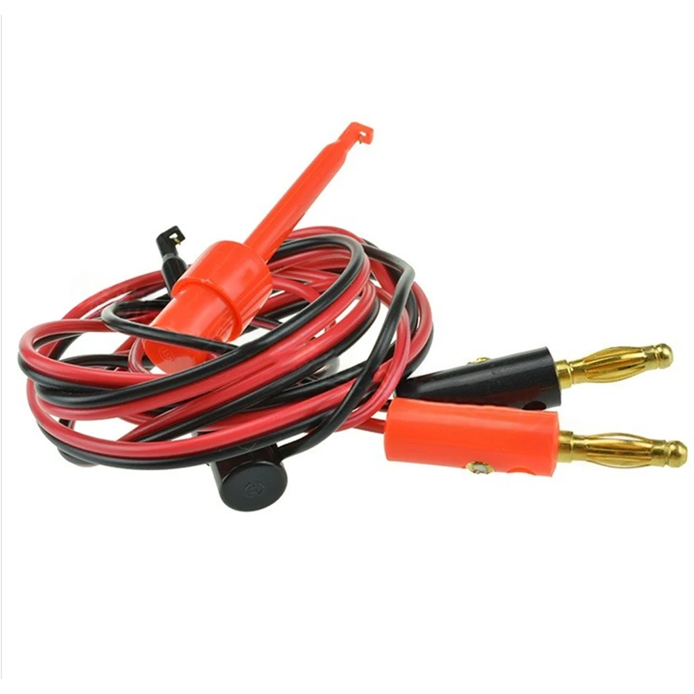 

1m Red And Black Test Hook Wire Pair With Gold-Plated Connectors For Multimeter And Circuit Inspection