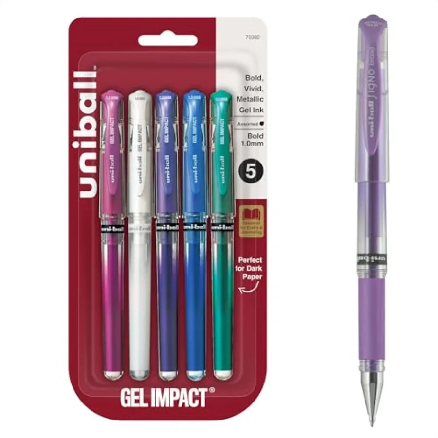

Signo Gel Impact Pens Bold Point 1.0mm Assorted Metallic 5 Pack
