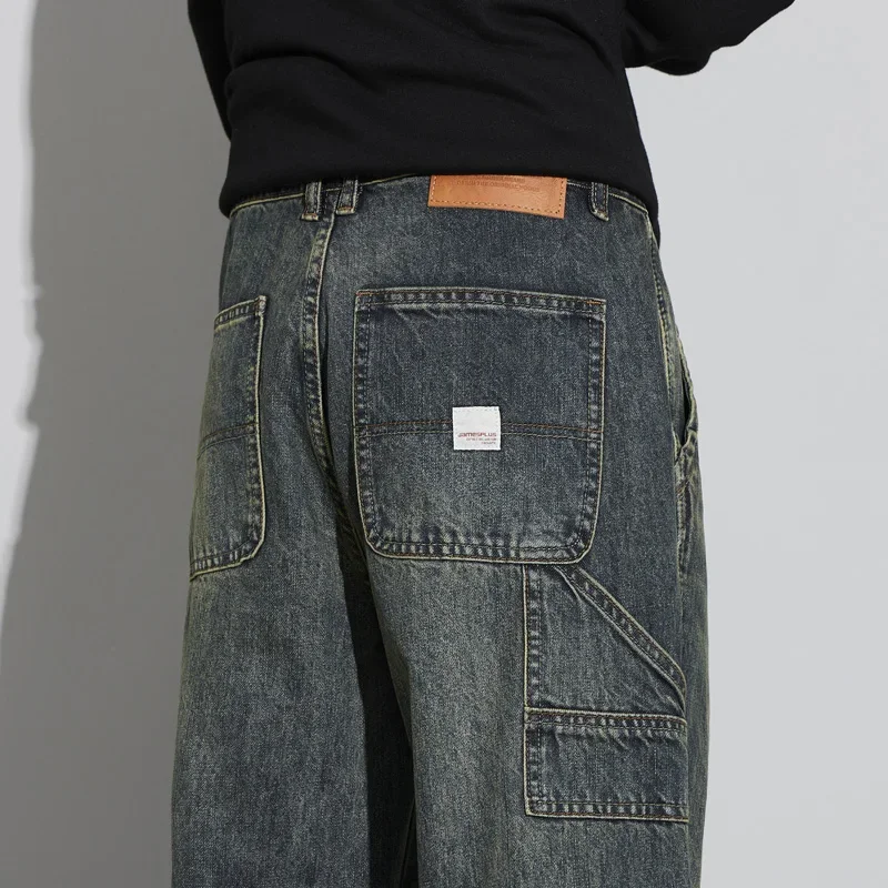 

2025 Spring and Autumn Men's Jeans Harem Pants Loose Baggy Men Cargo Pants Vintage Pockets Desinger Streetwear Motocycle Jeans