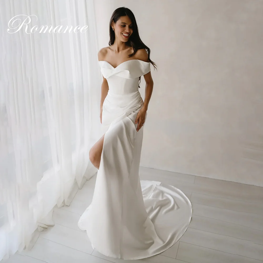 Sexy Off The Shoulder Pleat Mermaid Criss-Cross Wedding Dress Women 2025 V-Neck Open Back Buttons Vestidos De Novia Customized
