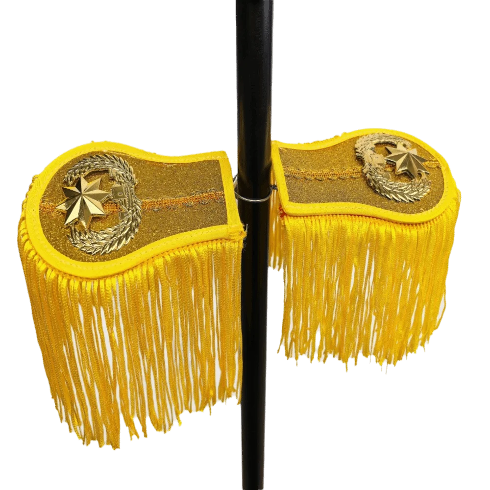 Smooth Satin Fabric Epaulettes Alloy Decorative Emblems Imitation Metallic Tassels Shoulder Badges Lightweight