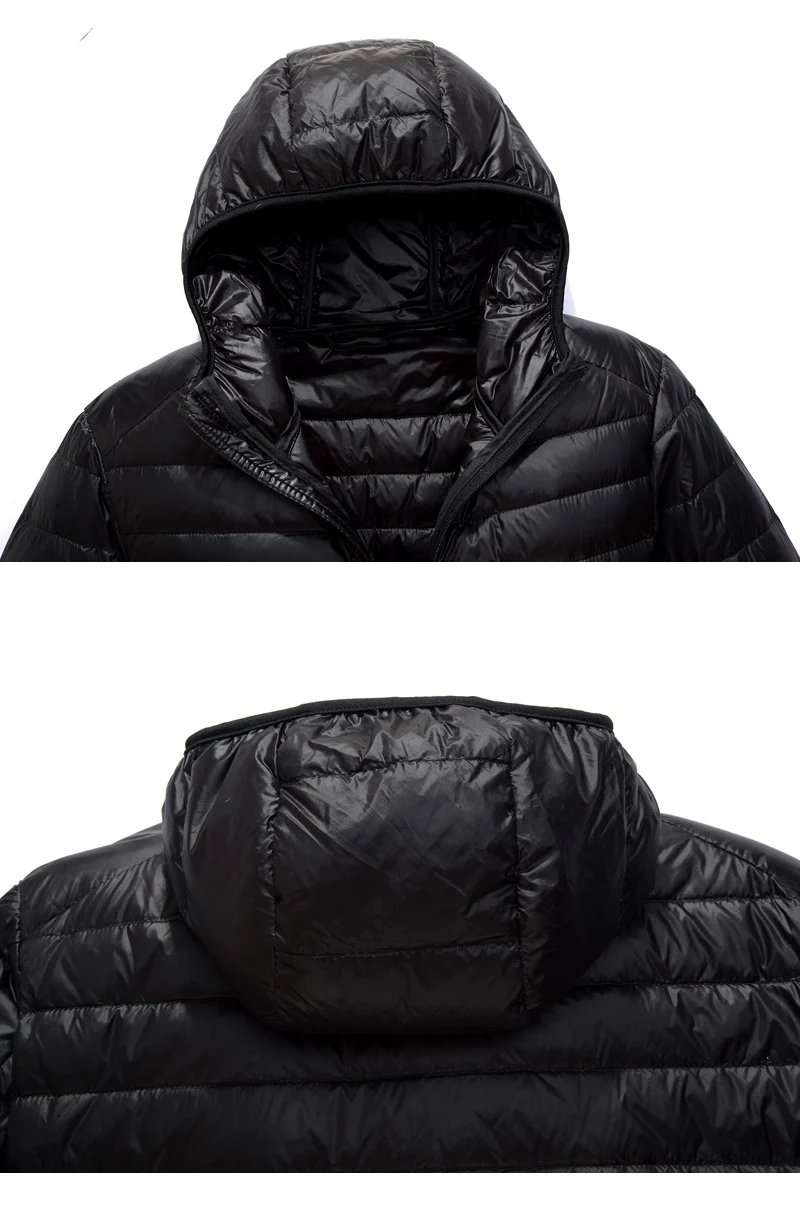 Inverno homens ultraleve fino para baixo jaqueta de pato branco para baixo casacos com capuz manga longa casaco quente parka portátil outwear 2022 novo