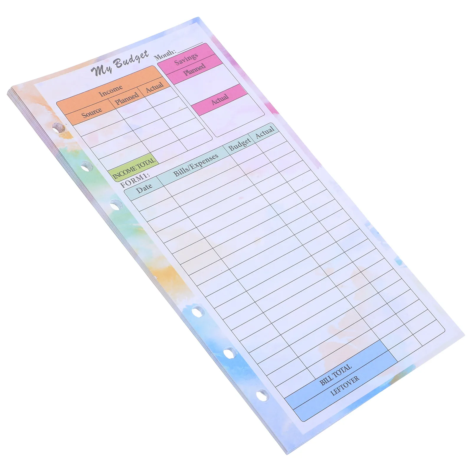 14Sheets Budget Planner Inserts A6 6 Rings Refillable Binder Colorful Monthly Weekly Expense Tracker Budget Notebook Organizer