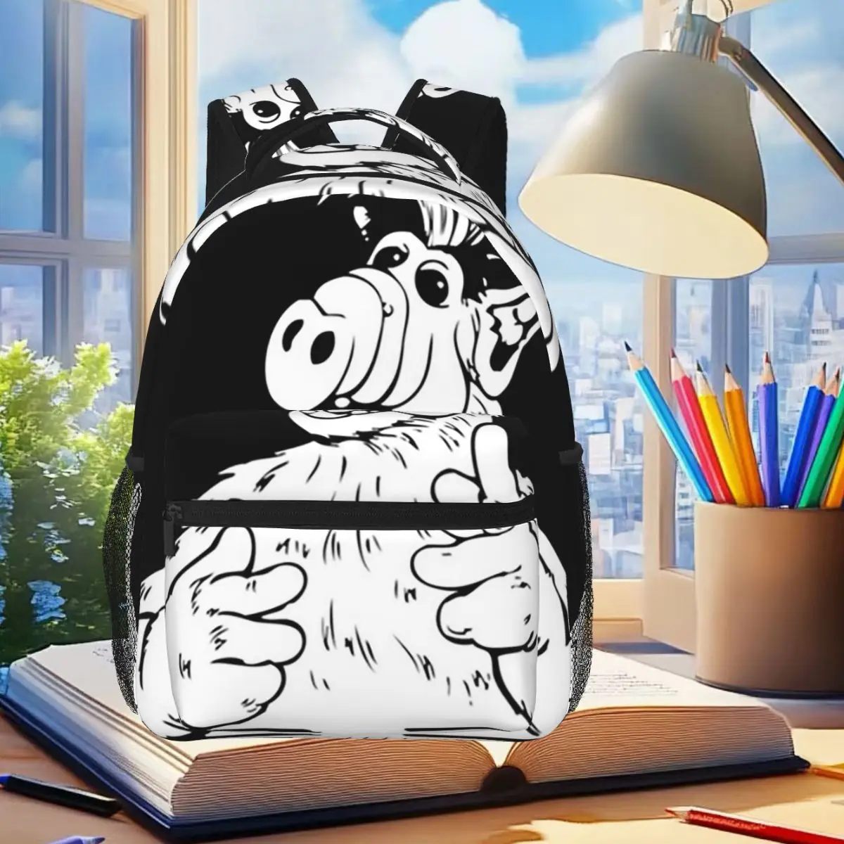 

Alf Gordon Shumway Tv Sitcoms Backpack Student Boys Girls BookBag Kids School Bag Computer Shoulder Bags for Men Women