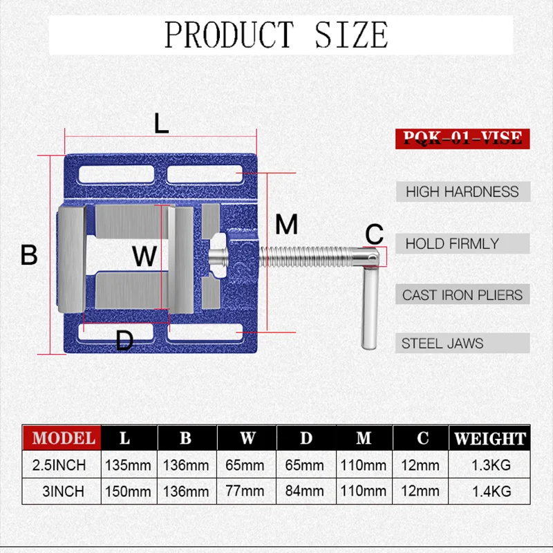 Hand Tools 2.5Inch/3Inch Vise Clamp Carpentry  Bench Vise For CNC Milling Machin Stand Lathe Drill Press Workshop Machine Tools