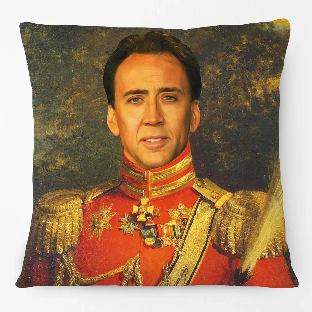 Nicolas Cage Bill Murray Joseph Biden Keanu Reeves Portraits Cushion Covers European Vintage Style Paintings Pillow Case