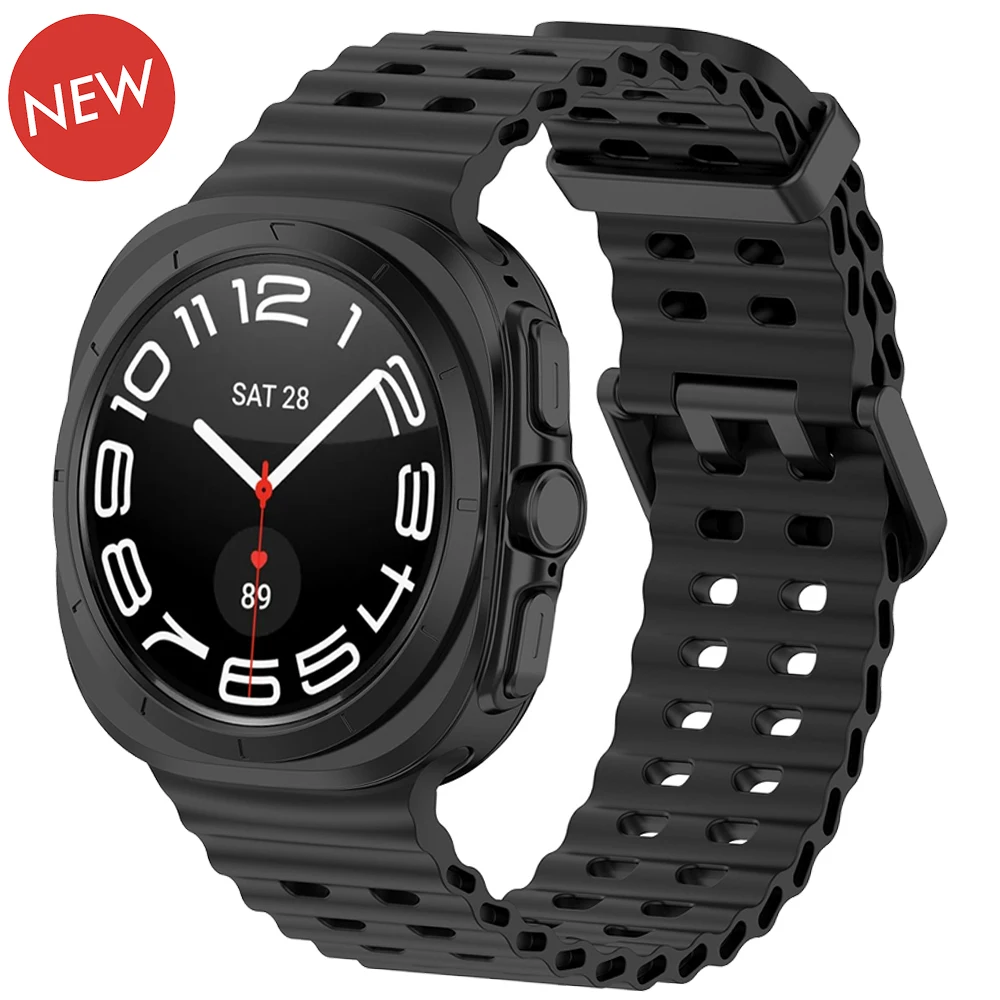 سوار سيليكون حلقي لين للرجال ، حزام رياضي ، شريط طرفي منحني ، بدون ثغرات ، سامسونج جالاكسي 7 الترا ، 47