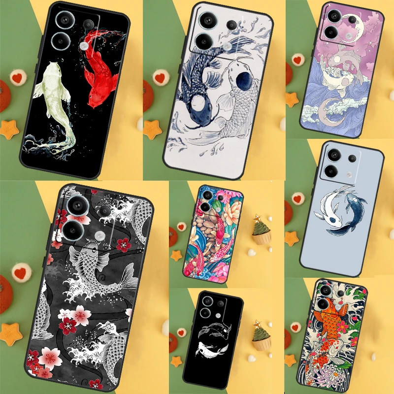  Ying Yang Koi Fish Case For Xiaomi Redmi Note 9 10 11 12 13 Pro Plus 12S 11S 10S 9S Remdi 12 13 C 9C 10C Cover