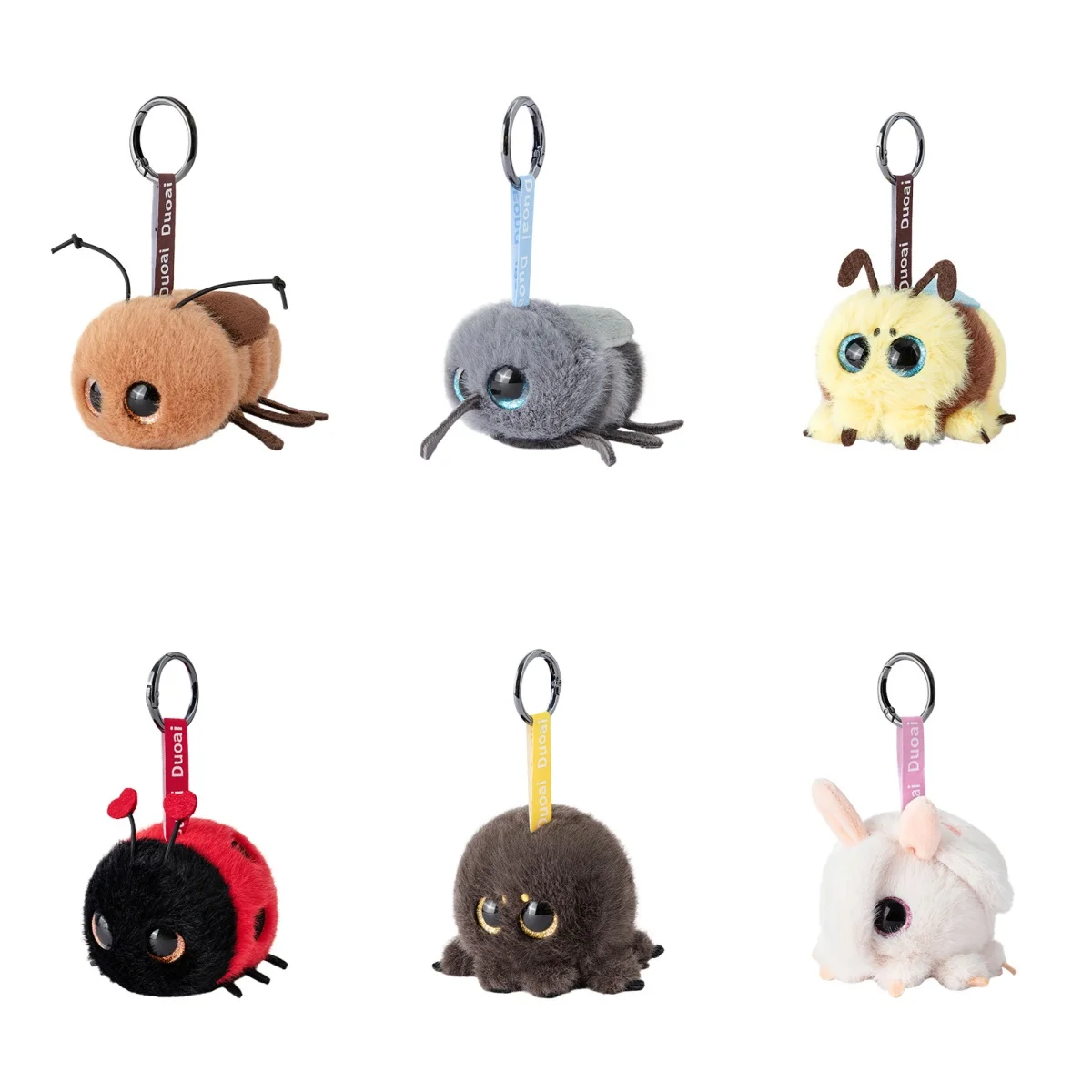 insect series Plush Toy Bee ladybug cockroaches spider Keychain For Accessories Bag Funny Pendant Keyring Fans Gifts