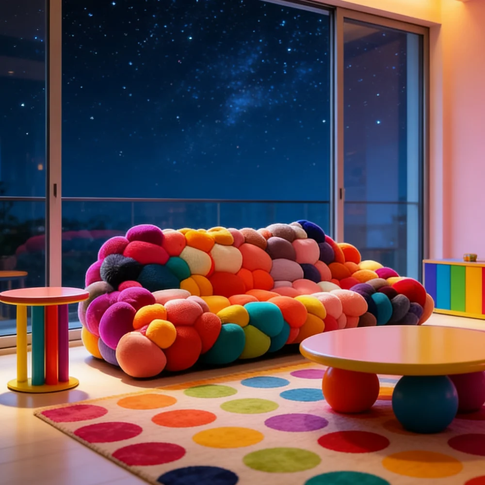 Modern Color Bubble Sofa Living Room Furniture Cloud Sofa Unique Multi-Color Velvet Padded Seat