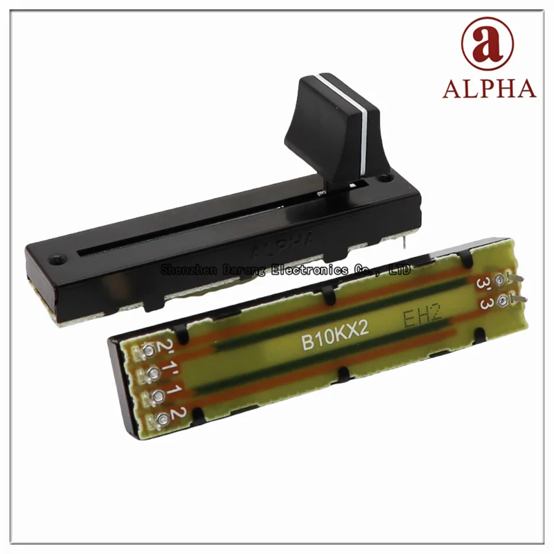 Taiwan Aihua ALPHA RA45D2F-211-15D1 straight sliding potentiometer 75MM 0B10K/0B20K×2D single tripod length 15MM with cap