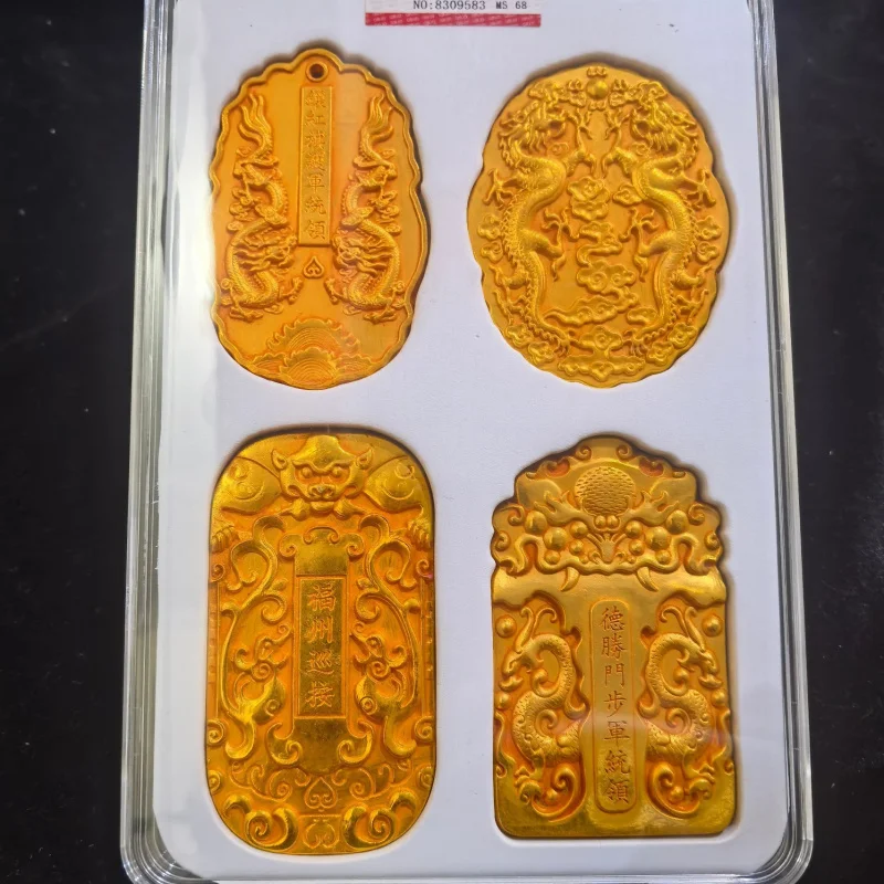 

Crafts Antiques Miscellaneous Double Dragon Token Qing Dynasty Four Token Handheld Tiger Talisman Military Talisman Craft Orname