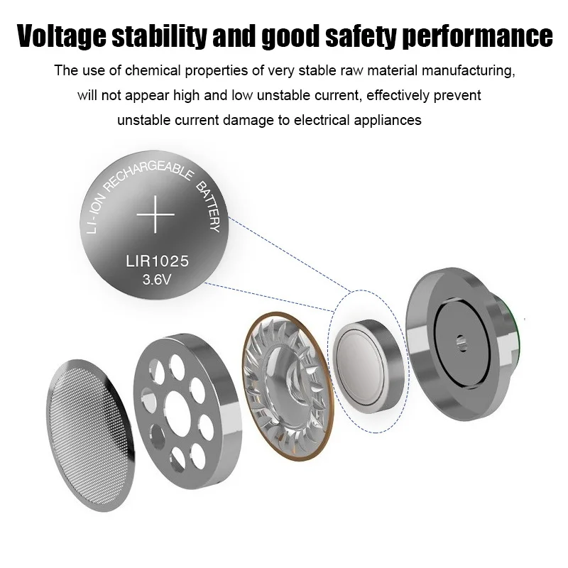 1 Pçs/lote LIR1025 recarregável botão célula 3.6V bateria recarregável pode substituir 3V CR1025 lítio bateria