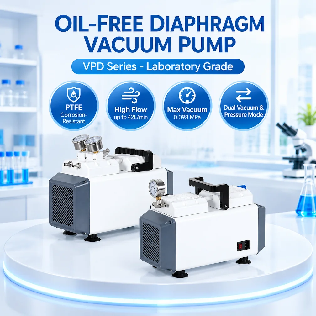 IKEME VPD Series 30L/min Oilless Diaphragm Vacuum Pump High Pressure Laboratory Electric Water Pump 220V for Scientific Research
