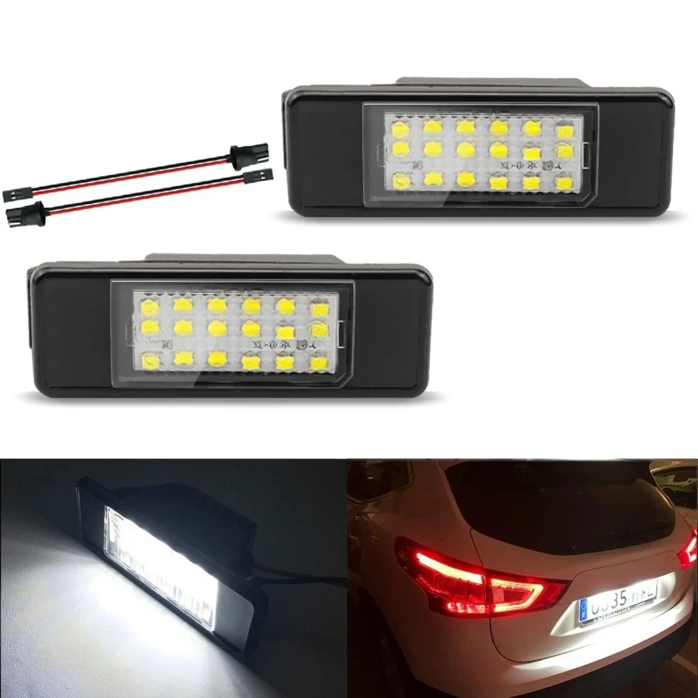 For Nissan LED License Plate light X-Trail Qashqai March Teana Primera P12 Pathfinder R51 Juke F15 NV200 Infiniti Q50 2pcs