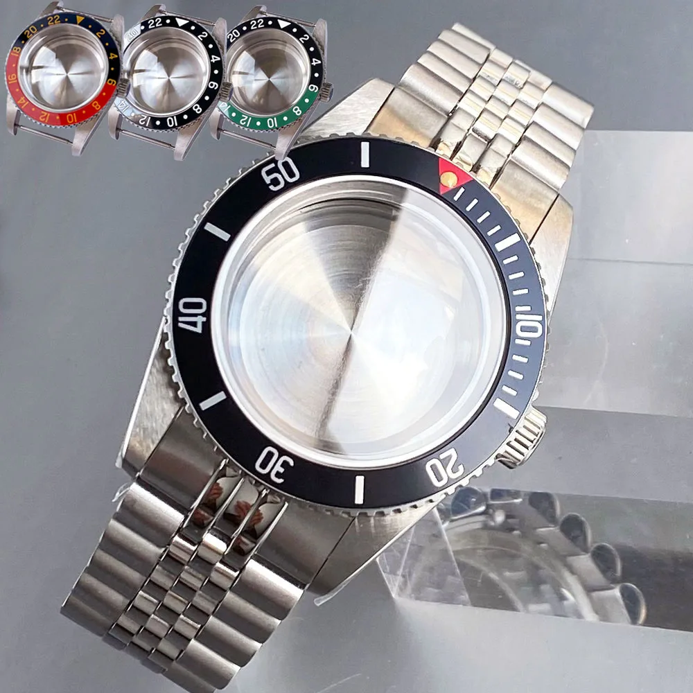 Vintage 38mm Stainless Steel Brushed 200M Diver Watch Case Fit NH34 GMT NH35 Domed Sapphire Glass Alloy Insert 120 Click Bezel