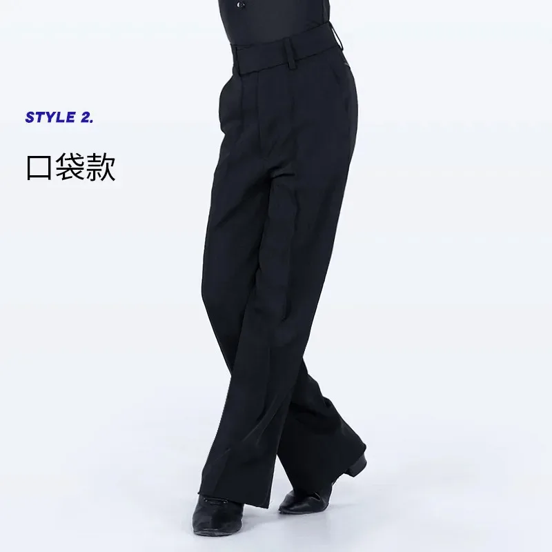 

CyBlack Latin Modern Ballroom Tango Salsa Samba Trousers Practice Competition Latin Dance Pants For Men Kids Boys