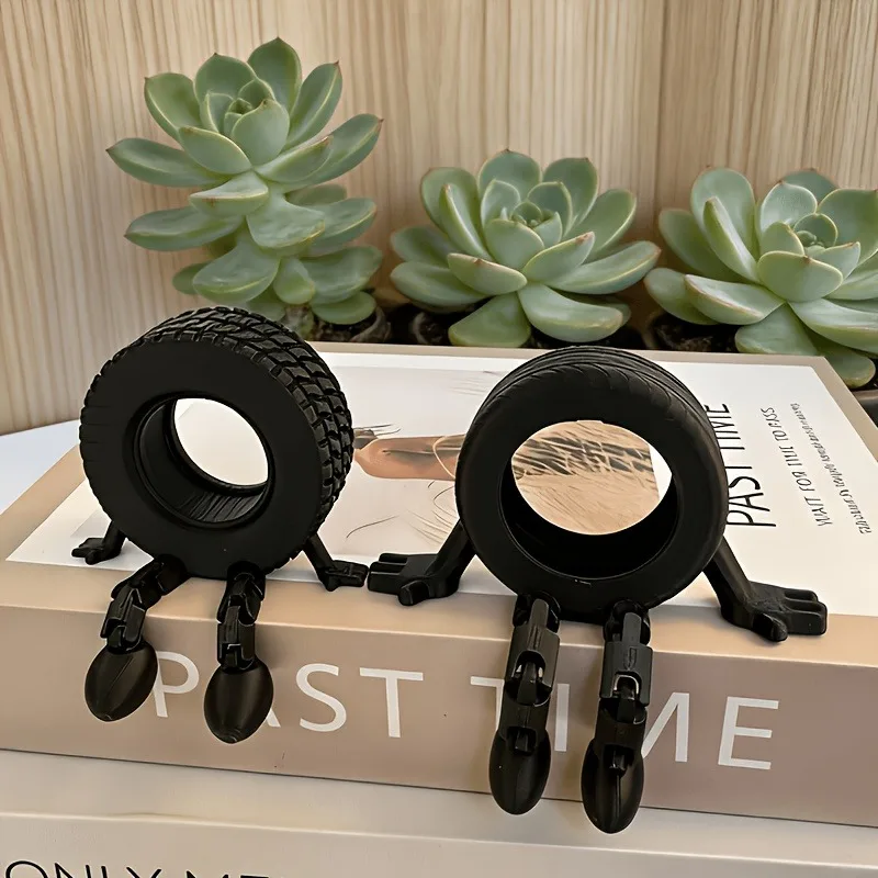1PC Articulated Seated Tire Buddy Sculpture Collectible Figure for Car Interior Desktop Computer Home Decor Unique Gift for Rela