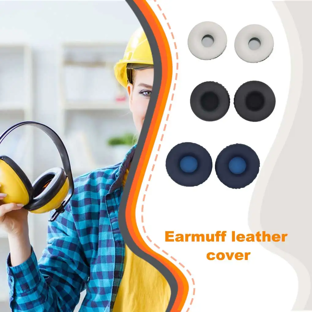 2pcs Cover Ear Cushion Comfortable Skin-Friendly Earmuffs Sponge Leather Easy Installation Sleeve Headset Dark Blue