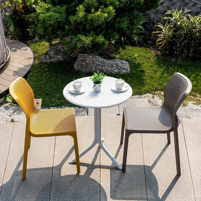 Three piece set of outdoor tables, chairs, balconies, round tables, leisure chairs