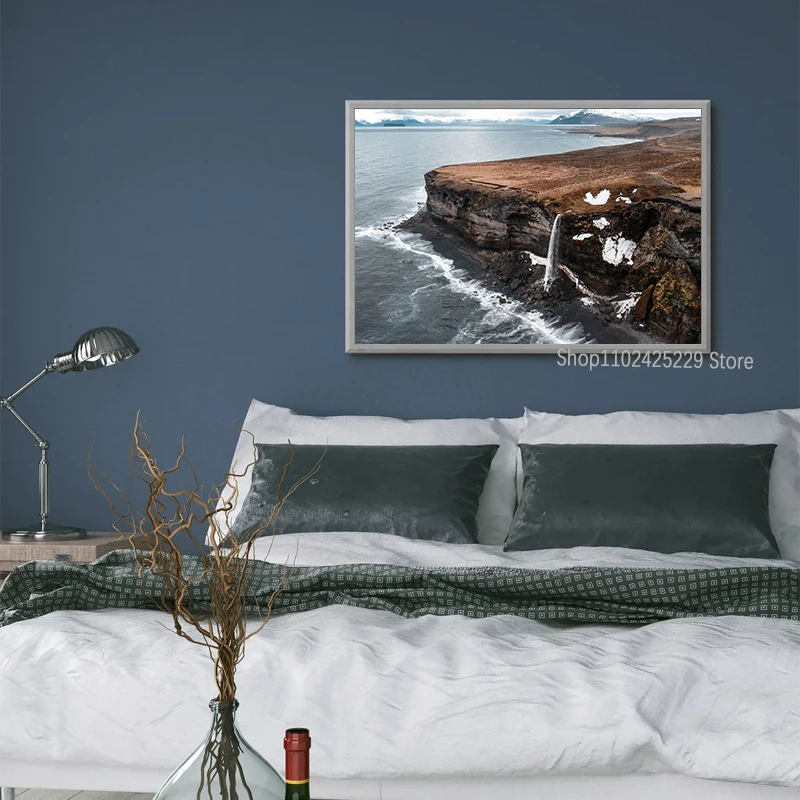 آيسلندا المشهد الساحل الطريق السريع المنطقة الجبلية المشارك قماش الطباعة أيسلندا السفر جدار ديكور أيسلندا الأسرة المنزل جدار الفن #2